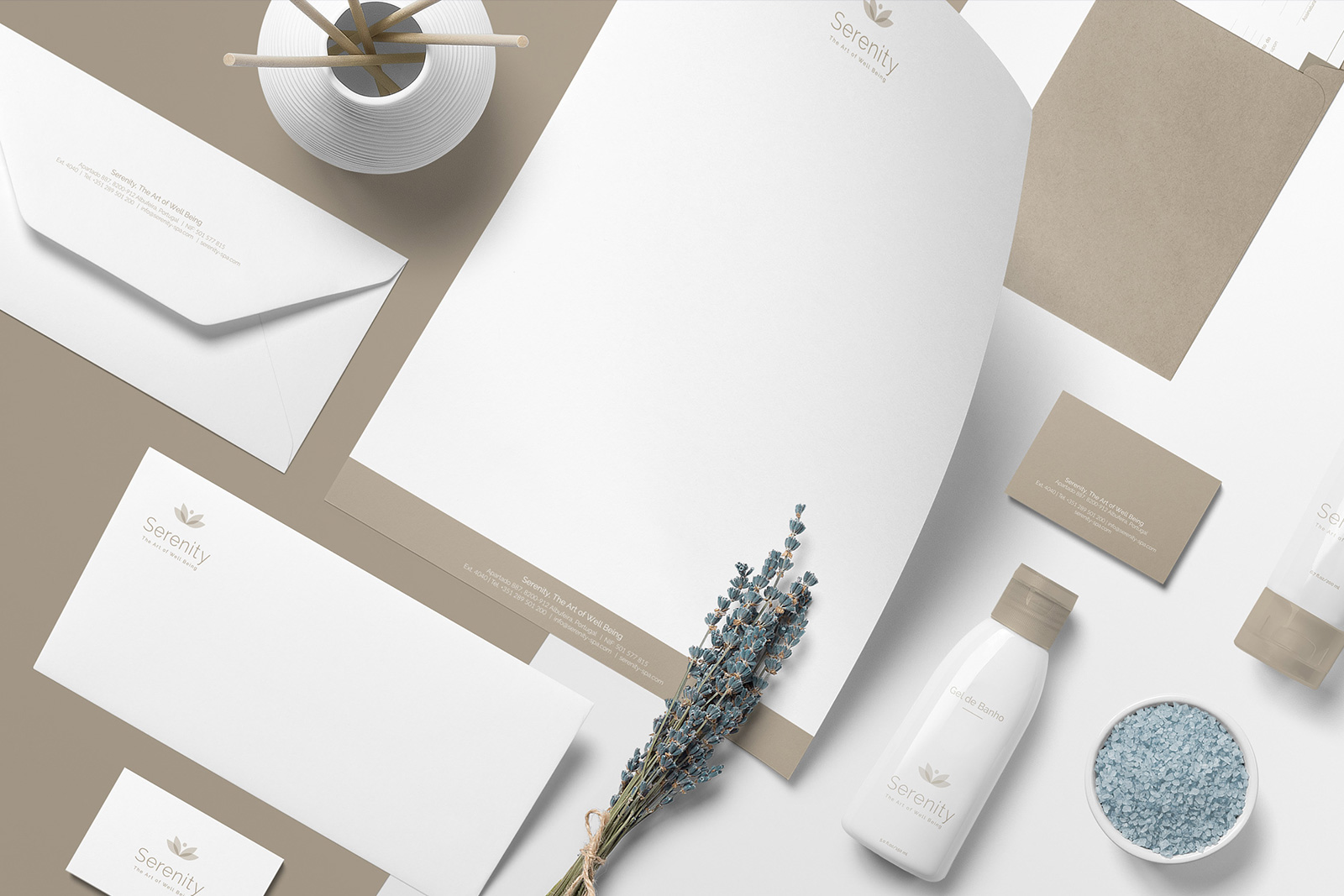 Brand stationery for Serenity - The Art of Wellbeing