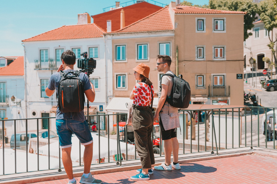 Filming in Lisbon.