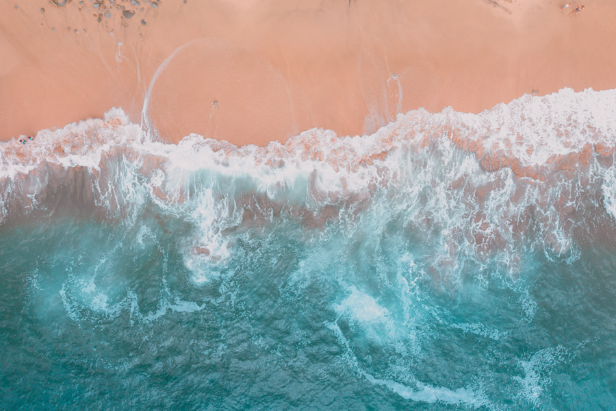 Beautiful aerial view of the ocean shore near Peniche