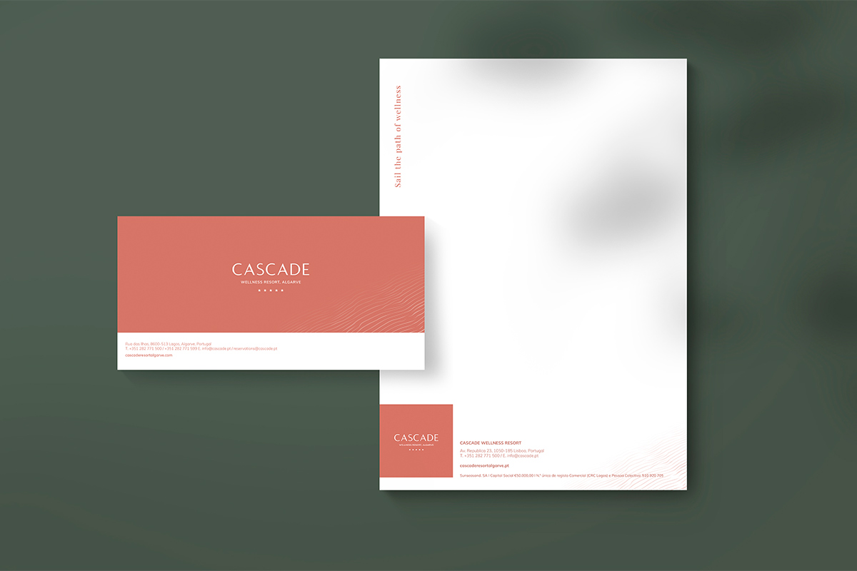 Cascade Wellness Resort letterhead following its 2020 rebrand by KOBU Agency