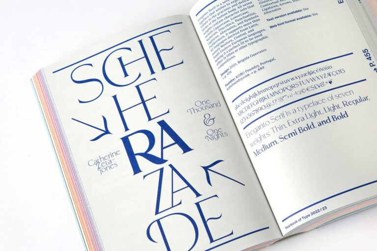 Ereganto Serif featured on Yearbook of Type 2022/2023 by Slanted Publishers